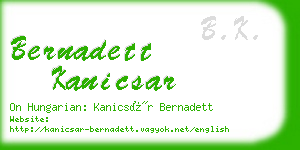 bernadett kanicsar business card